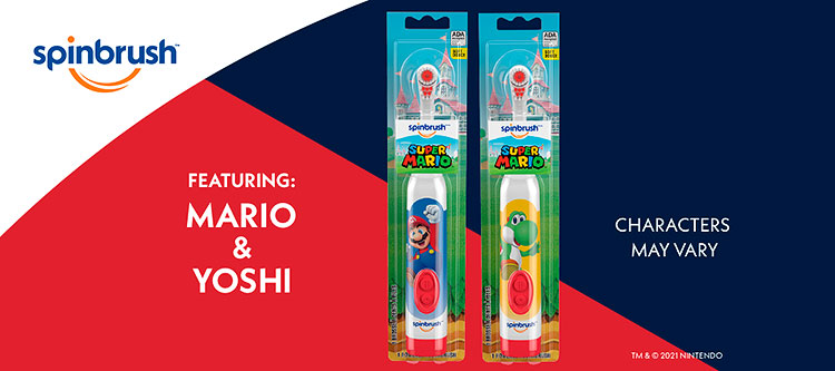 Spinbrush Super Mario kids toothbrush packaging